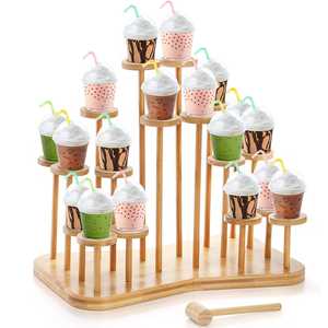 Étagère de bureau en <span class=keywords><strong>bambou</strong></span> moderne à plusieurs niveaux, rangement et organisation de cosmétiques pour le salon, support de présentation pour le bureau, support pour pots - Product Image 6