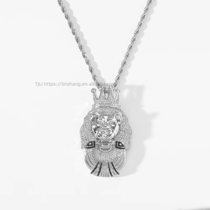 Crown animal pendant, hip hop <b>copper</b> inlaid zircon men's necklace, three-dimensional cartoon animation pendant <b>chain</b>. - Product Image 5