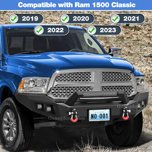 Pare-chocs avant compatible avec Ram 1500 2013-2018 (sauf Rebel), compatible avec Ram 1500 Classic 2019-2023 Pick-up avec plaque <span class=keywords><strong>de</strong></span> treuil - Product Image 3