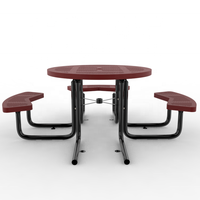 Table et chaises rondes en acier robuste de style moderne ADA OEM 46 pouces, table de pique-nique d'extérieur