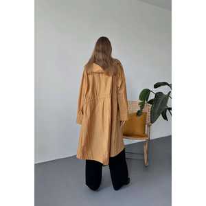 Abrigo Tipo Gabardina Color Camel, Manga Larga, Tejido Impermeable, Casual, Para Todas las Temporadas, Abrigo para Mujer - Product Image 1