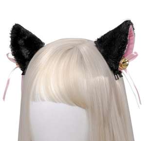 Kat Oor Haar Clip Pluche Bel Bows Haarspelden Anime Lolita Barrette Halloween Cosplay Party Decoraties Wit Zwart Roze - Product Image 5