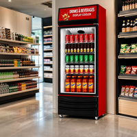 Réfrigérateur professionnel à porte unique pour boissons, avec refroidissement par air, pour vitrine commerciale de boissons, refroidisseur vertical à LED