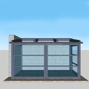 露台壁炉日光室外壳铝后院玻璃房子阳台，带玻璃隔断窗户