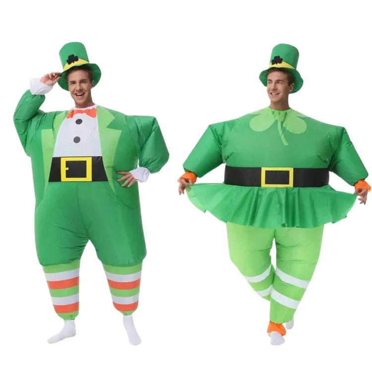 Wholesale Mascot Costumes St Patricks Day Blow Up Costume Irish Suit Costumes Fancy Dress Funny Cosplay Party Inflatable Suit