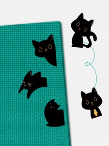 Cierre Magnético Resistente con Diseño de Gato Negro Plegable y Adorable, Color y Tamaño Personalizados, Regalo Hecho a Mano para Maestros - Product Image 1