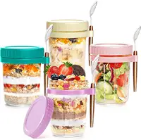 Wholesale Overnight Oats Jars with Lid and Spoon 10 Oz 300ml Oatmeal  Container with Measurement Marks Mason Jar with Lid factory and  manufacturers