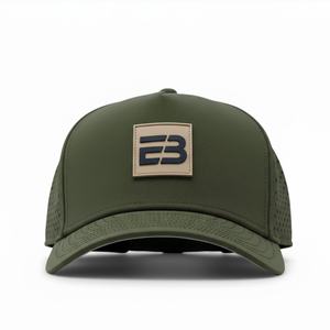 Casquette de baseball de golf imperméable à 5 panneaux de haute qualité avec logo personnalisé OEM, patch en caoutchouc, découpe au laser, trous, snapback, casquette de sport de plein air - Product Image 2