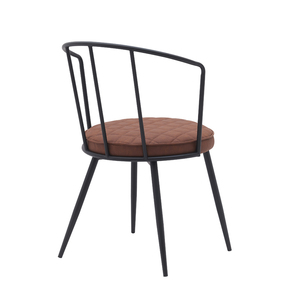 Sedia Lounge <span class=keywords><strong>da</strong></span> Caffè con Gambe in Metallo Verniciato Nero, Struttura in Metallo Imbottita per Soggiorno e Caffetteria - Product Image 4
