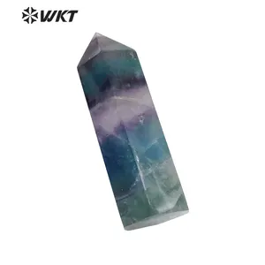 WT-G220 Newest Wholesale Natural Rainbow Fluorite Faceted Point Stone For Jewelry Making Energy Loose Gemstone Table Display