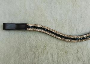 Correa de frente para caballo de 5 hileras, de cuero estilo western, LCT (3mm) + Jet (6mm) + LCT (3mm), superventas del fabricante de la India - Product Image 2