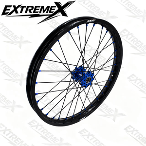 Ensemble de roues à rayons tout-terrain <span class=keywords><strong>KKE</strong></span> 19/16 pouces, 1.6x19 avant, 1.85x16 arrière, moyeux CNC bleus pour Surron Light Bee - Product Image 1