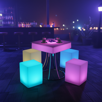 Tables de bar lumineuses à LED, en plastique imperméable, à couleurs changeantes, pour l'extérieur, tables basses combinées pour hôtel, salon, exposition