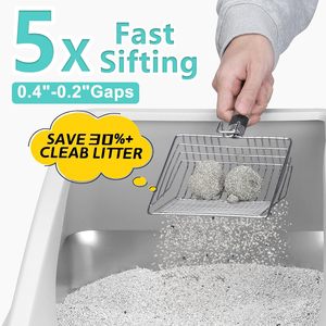 Bac à litière XXL en acier inoxydable, design profond <span class=keywords><strong>de</strong></span> 8 pouces, <span class=keywords><strong>toilette</strong></span> <span class=keywords><strong>pour</strong></span> <span class=keywords><strong>chat</strong></span> à bords hauts, anti-fuite d'urine, fond antiadhésif, tapis <span class=keywords><strong>de</strong></span> litière inclus - Product Image 5