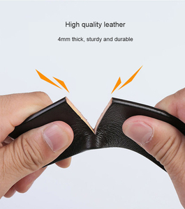 Ceintures pour hommes en cuir véritable de luxe personnalisées et élégantes, en cuir de vachette double couche avec <span class=keywords><strong>boucle</strong></span> en alliage de zinc, largeur 3,8 cm, noir/café - Product Image 4