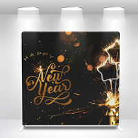 Housse de toile de fond ronde 8x8FT pour support d'arche métallique, tissu 260GSM avec fermeture éclair inférieure, impression par sublimation personnalisée, pour décoration photo de mariage