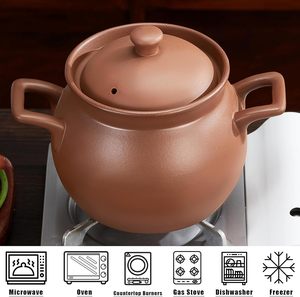 Zisha rouge non émaillée 2.4QT <span class=keywords><strong>casserole</strong></span> en terre cuite naturelle couvercle de <span class=keywords><strong>casserole</strong></span> en argile pour la cuisson du riz marmite Dolsot Bibimbap <span class=keywords><strong>casserole</strong></span> à soupe - Product Image 1
