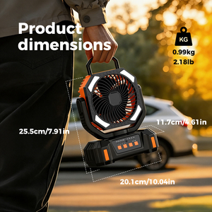 Ventilateur portable F36 20000mAh, ventilateur rechargeable, ventilateur d'extérieur, ventilateur de camping, lumière LED, ventilateur de table USB rechargeable, ventilateurs - Product Image 4
