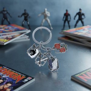Porte-clés en métal Anime L'Attaque des Titans <span class=keywords><strong>Eren</strong></span> Jaeger, pendentif, breloque pour sac à dos, cadeau pour les fans - Product Image 3