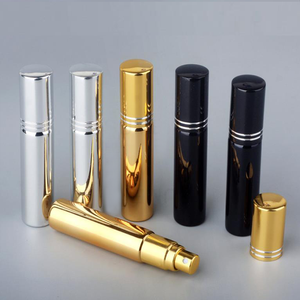 10ml 전기 도금 유리 향수 샘플 스프레이 병 휴대용 리필 가능 미니 분무기 병 이중 접촉 뚜껑 포함 - Product Image 2