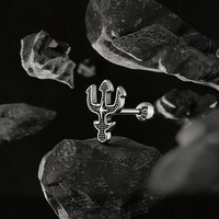 Boucles d'oreilles clous Trident Gothique Punk en Acier Chirurgical 316L, à vis, étanches et inaltérables, Bijoux de piercing corporel