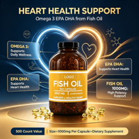 Capsules d'huile de poisson en vrac 1000mg, 500 unités, format économique, Oméga 3 EPA DHA, soutient la santé cardiaque, complément alimentaire