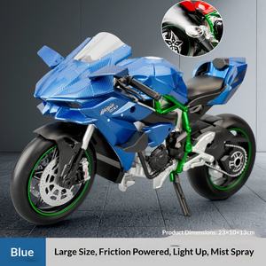 Modèle de moto <span class=keywords><strong>H2R</strong></span> en métal 1:9 avec fonction de pulvérisation, simulation de son et de lumière de grande moto, jouet - Product Image 5