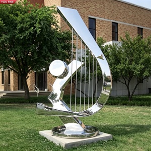 YOUFINE Escultura Moderna de Arpa de Acero Inoxidable 304/316 con Pájaros, Instrumento Musical Decorativo para Parques junto al Lago - Product Image 5