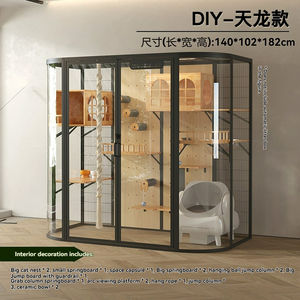 Villa Kandang Kucing Profesional Ukuran Besar, Rumah Kayu Solid Mewah dengan Tiang Garukan untuk Kedai Kucing dan Hotel Hewan Peliharaan - Product Image 6