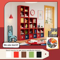 Meuble TV moderne en métal rouge avec étagères réglables pour le salon