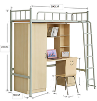 Lit superposé confortable pour étudiants, best-seller, avec bureau en dessous