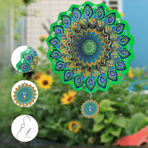 Filatori a vento da appendere in legno riutilizzabili con motivo a colibrì in metallo tagliato al laser appeso 3D <span class=keywords><strong>wind</strong></span> Spinner outdoor yard - Product Image 5