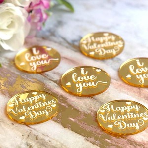 Décoration de cupcakes en gros - Joyeuse Saint-Valentin - Décoration de cupcakes en acrylique - Joyeuse Saint-Valentin - Je t'aime - Fournisseurs de décorations de gâteaux - Product Image 1