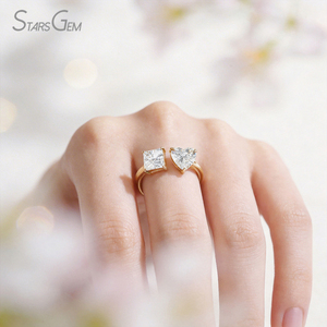 แหวนทองคำแท้ 10K ชุบโรเดียม StarsGem ประดับเพชรแล็บโกรว์ทรงหัวใจ น้ำหนัก 2.0 กะรัต สี E ปรับขนาดได้ สำหรับทั้งชายและหญิง ดีไซน์ทันสมัย - Product Image 3