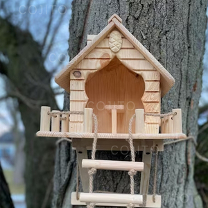 Bird House Wooden Bird Feeder Outdoor Bird <strong>Cage</strong> House <strong>Pet</strong> House Woodpecker Windproof - Product Image 3