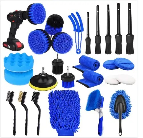 Factory Price 26pcs Car Multifunction Auto Drill Equipment Wash Power Scrubber Cleaning Brush Detailing Kit