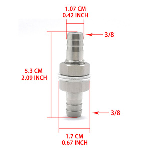 Unión de manguera con conexión de púas de 3/8" de doble extremo tipo Pagoda, accesorio de pasaje de pared para tanque, para tuberías de combustible, aceite y agua en vehículos modificados - Product Image 4