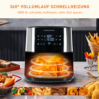 Friteuse à air numérique carrée en acier inoxydable 8L 1800W avec écran LED à commande tactile, 7 programmes de cuisson, circulation à 360°, pour la maison, le camping-car et l'extérieur