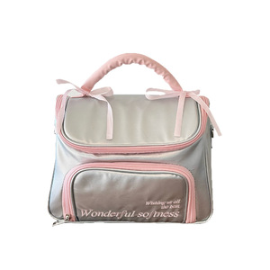 <b>Large</b> Capacity Portable <b>Bow</b> Travel Toiletry Skincare Products Organizer Hand Carry Gift Bag New Makeup Bag for Women - Product Image 5