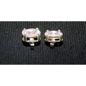 . Orecchini a bottone in argento 925 e zircone rosa - Product Image 2