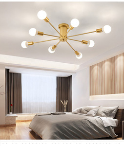 HFBH Lustres modernes lumières noir/or rétro araignée lumière Semi encastré plafonnier Vintage métal étoile éclairage - Product Image 5