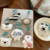 Porte-clés en tissu mignon style esthétique coréenne, ours ou chien, poupée animale cousue à la main, breloque de sac pour fille, idéal pour l'hiver et Noël