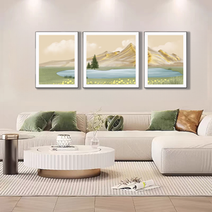 Retrò caldo <span class=keywords><strong>verde</strong></span> <span class=keywords><strong>acqua</strong></span> e montagne verdi smalto murale-cinese Zen soggiorno <span class=keywords><strong>pittura</strong></span> di arte decorativa - Product Image 2