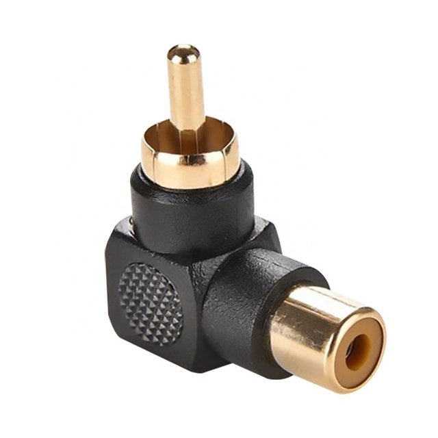 Right Angle RCA Male to Female A/V Adapter Plug Connector