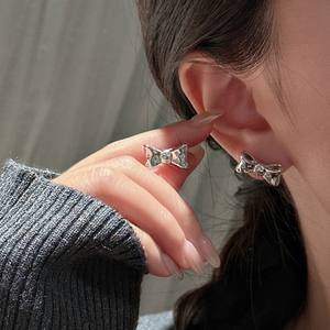 Pendientes de Plata de Ley S925, Estilo Europeo Americano, Diseño de Lazo Dulce y Moderno con Estrella de Seis Puntas Vintage, Joyería de Moda - Product Image 3