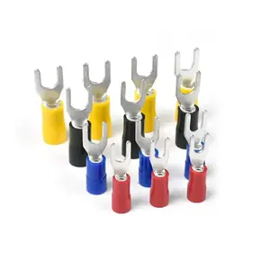 Isolados De Cobre Latão Cabo End Ferrules 5g Não isolante SV Fork Spade RV Anel Para Crimp Cable Lug Terminais