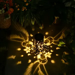 Lâmpadas de mesa decorativas, lâmpadas de metal hummingbird e flor para pendurar jardim de cobre