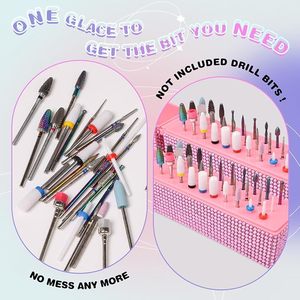 Rhinestone Nail <b>Drill</b> Bit Holder Box 30 Holes <b>Pink</b> Organizer Case for Manicure Tools - Product Image 2