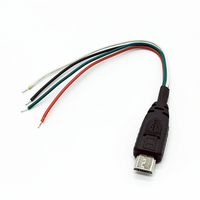 Kabel konektor kabel pengisi daya Data Pria Wanita, antarmuka Android Jack Male USB mikro 2.0 10CM 5 Core 4 Core 2 Core
