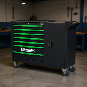 Fasano <b>Tools</b> 7 Drawer Rolling <b>Tool</b> <b>Cabinet</b> Black Green Auto Repair <b>Storage</b> - Product Image 3